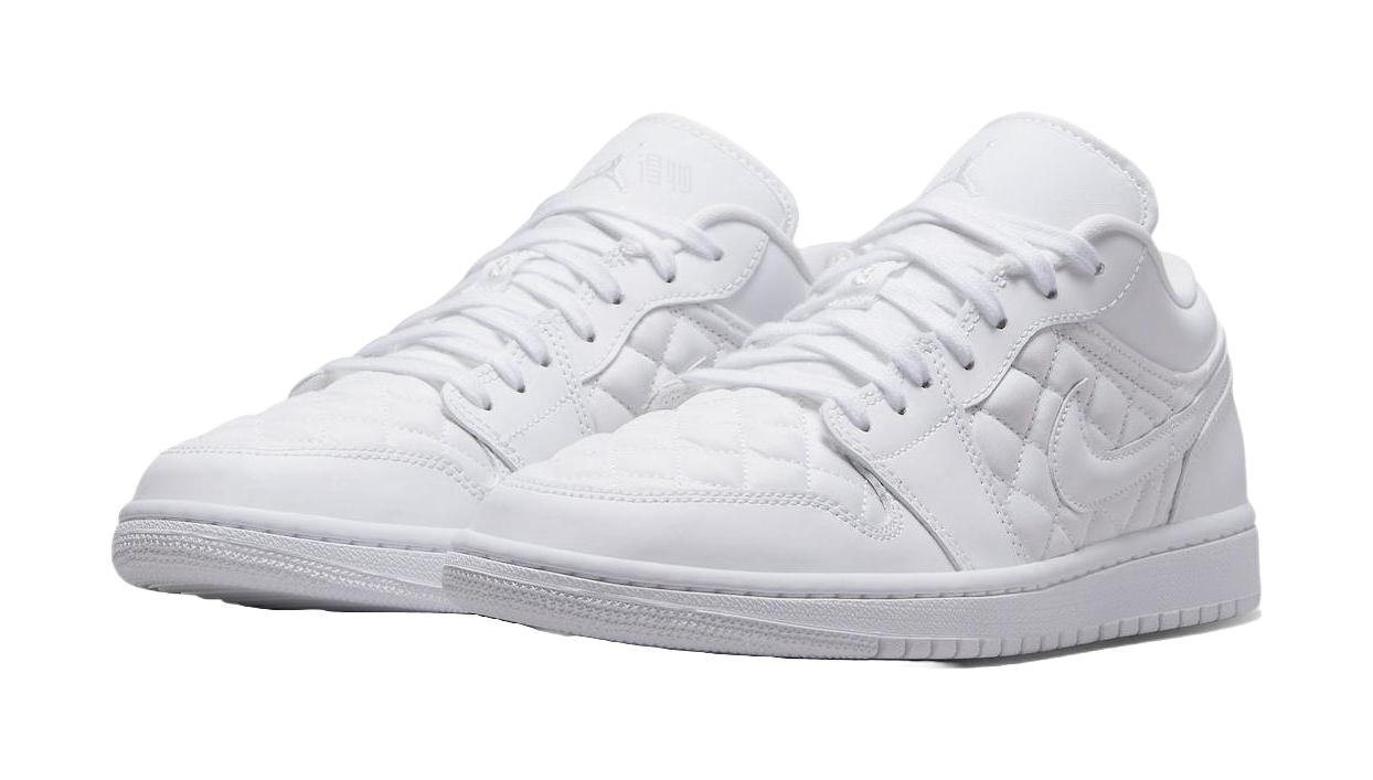 Air Jordan 1 Low Triple White Quilted Womens  vjsneaker.com