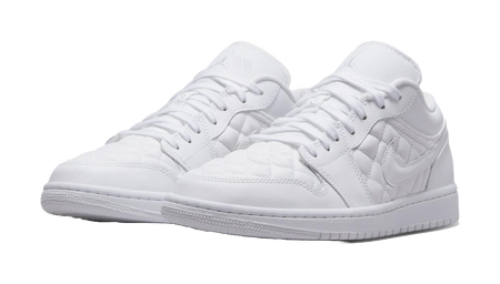 Air Jordan 1 Low Triple White Quilted Womens  vjsneaker.com