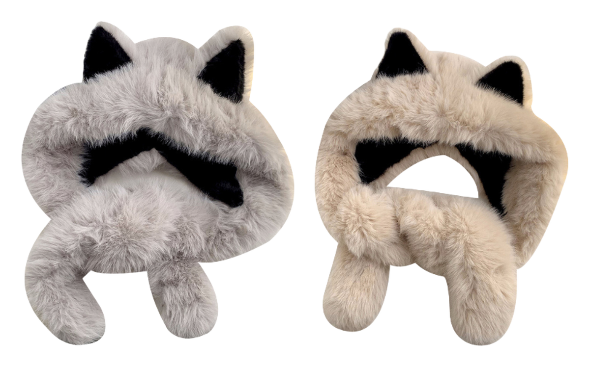 【 Warm Fox 】 IOTS Cute and Cute Fox Ear Two piece Set, Thickened and Warm, Essential for Cooling in Autumn and Winter, Polyester Fiber Woolen Hat for Women  vjsneaker.com