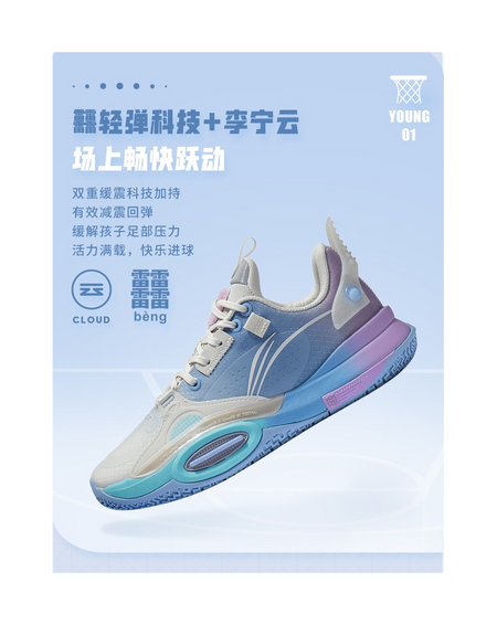 Li Ning YOUNG Low top Childrens Basketball Shoes Blue  VJSNEAKER