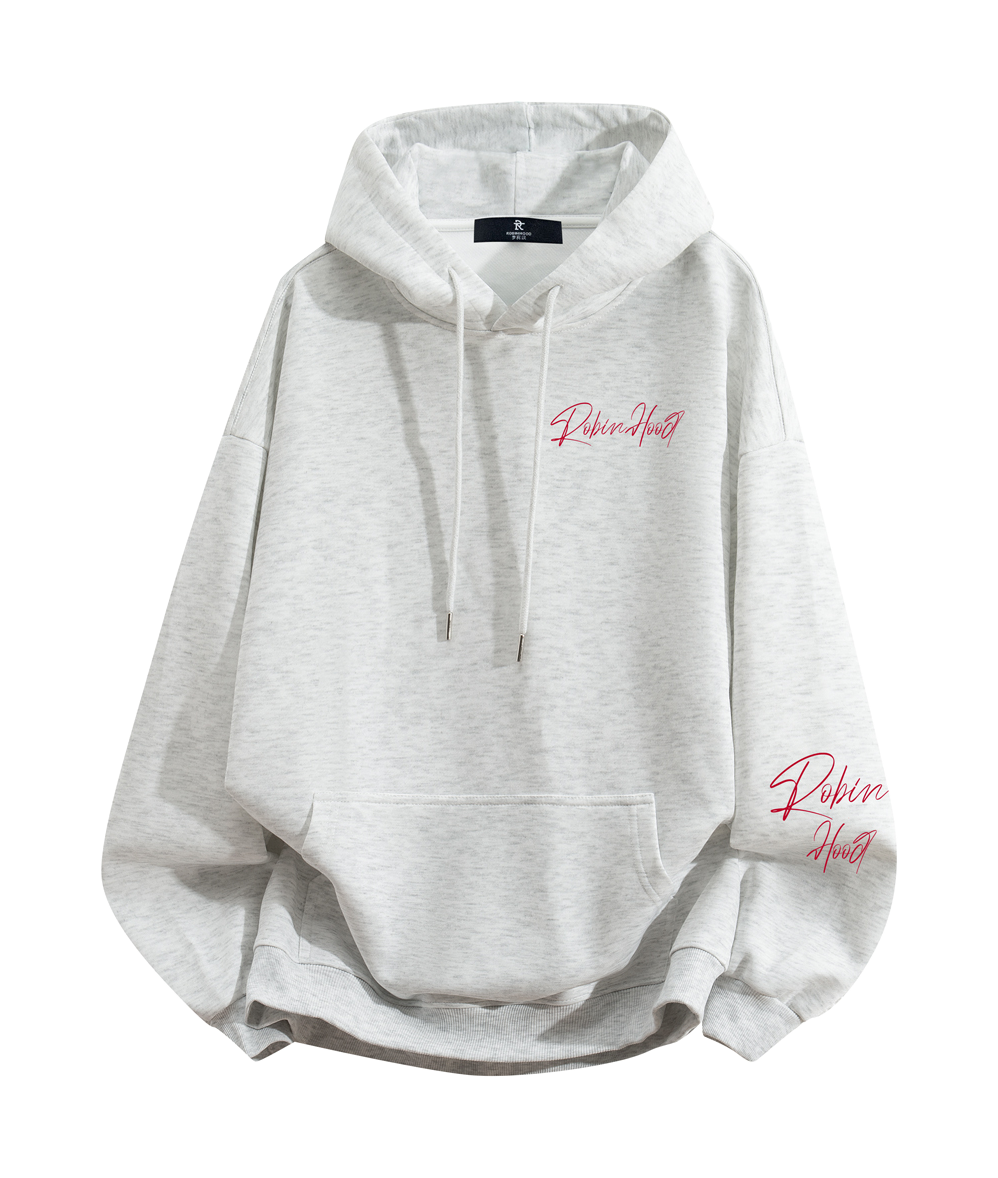 Robin Hood American Hoodie with Velvet Thick Letter Signature Personalized Style Design Feel Loose and Casual Versatile Student Party Lazy Style Hoodie for Women  vjsneaker.com