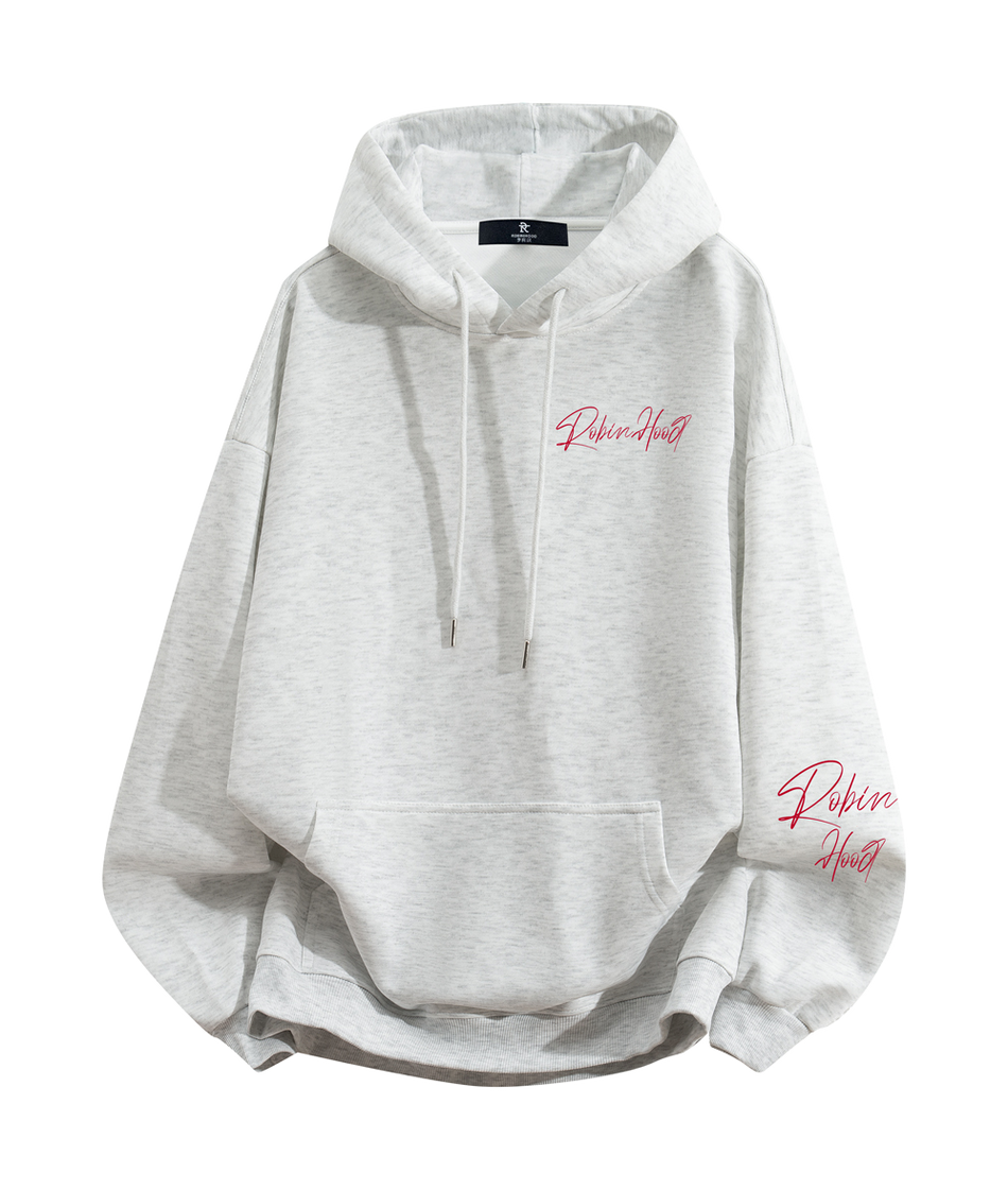 Robin Hood American Hoodie with Velvet Thick Letter Signature Personalized Style Design Feel Loose and Casual Versatile Student Party Lazy Style Hoodie for Women  vjsneaker.com