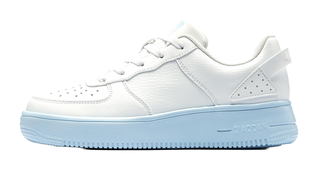 QIAODAN Air Force One Skateboard Shoes Women's Low top White Blue 