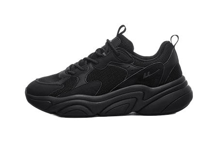 Warrior Slip Resistant, Abrasion Resistant, Breathable Low Top Chunky Sneakers Unisex All Black  vjsneaker.com