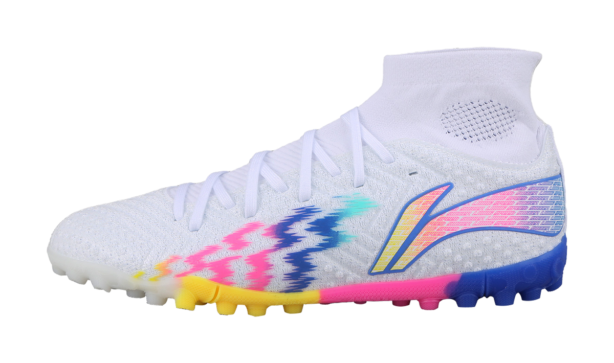 Li-Ning Lightning 2 Pro "Blue Multi White" YSTU021-2 - Hi-Top TF Soccer Cleat Unisex Blue Multi White