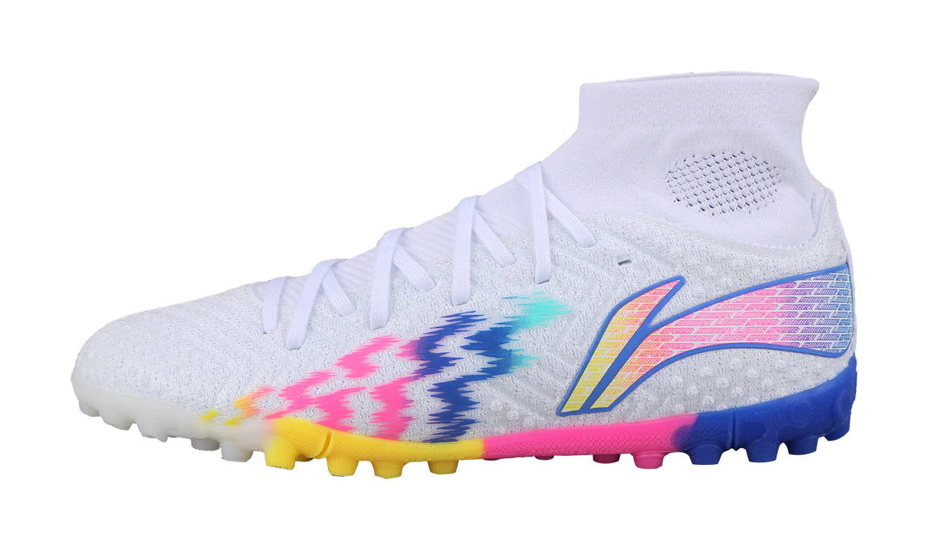 Li-Ning Lightning 2 Pro "Blue Multi White" YSTU021-2 - Hi-Top TF Soccer Cleat Unisex Blue Multi White