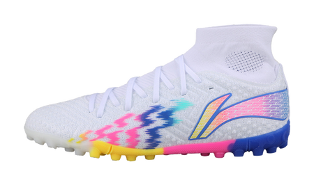 Li-Ning Lightning 2 Pro "Blue Multi White" YSTU021-2 - Hi-Top TF Soccer Cleat Unisex Blue Multi White