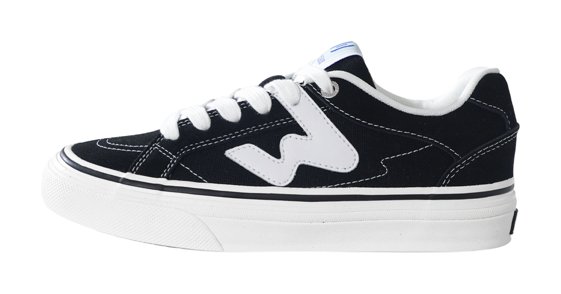Ollieskate Black Classic Panda Tri-Color Lace Skateboard Shoes - Low-Top, Lightweight & Durable Unisex 