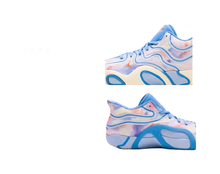 Jordan Tatum 3 Abrasion Resistant Mid top Childrens Basketball Shoes White Blue Teenagers  vjsneaker.com