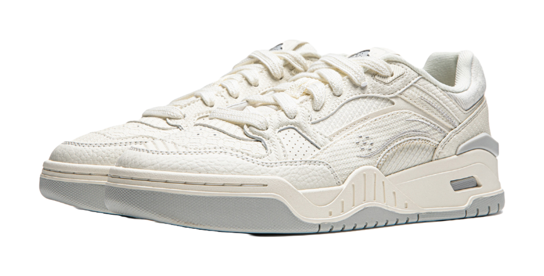 LiNing Moon White 2.0 Anti Slip Wear Resistant Breathable Height Increasing Low Top Skateboard Shoes Women's Ecru 