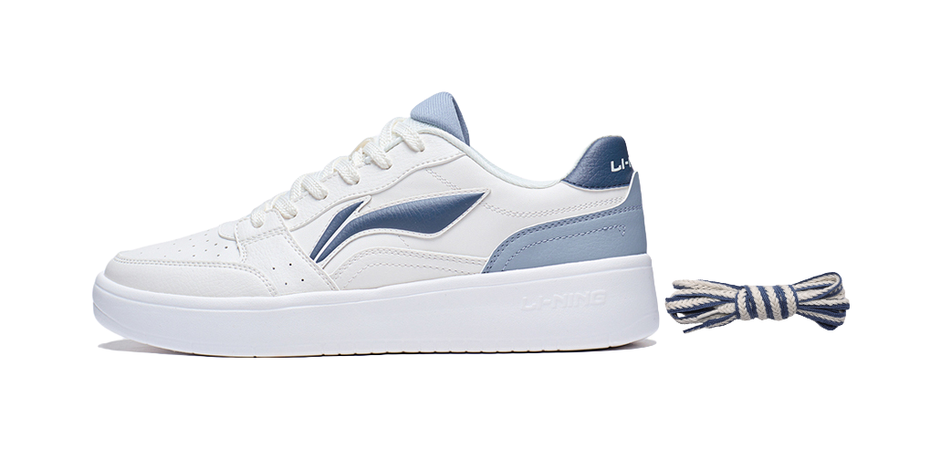Li Ning Sycee Slip Resistant Cushioning Abrasion Resistant Height Increasing Low top Skateboard Shoes Mens White Blue  VJSNEAKER
