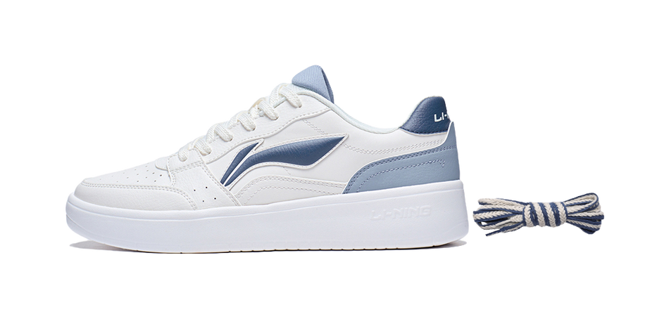 Li Ning Sycee Slip Resistant Cushioning Abrasion Resistant Height Increasing Low top Skateboard Shoes Mens White Blue  VJSNEAKER
