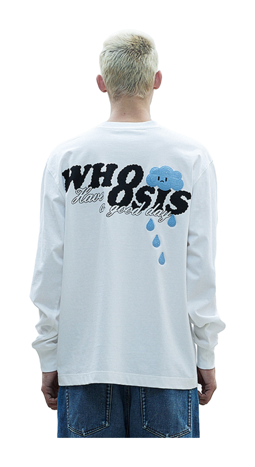 WHOOSIS weather series crochet pocket round neck long sleeve American China-Chic heavy weight casual loose spring autumn winter campus sweater T-shirt for men and women  vjsneaker.com