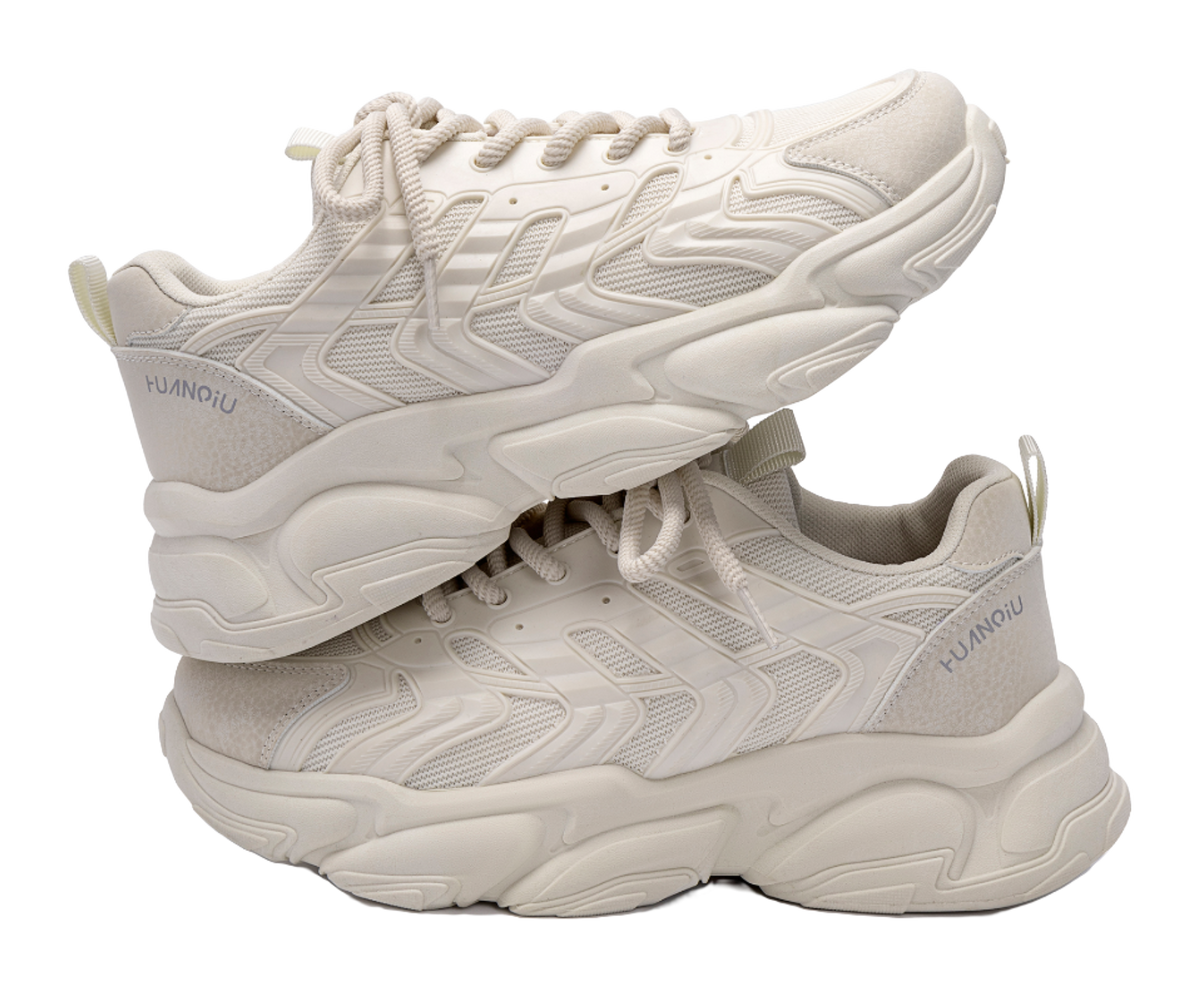 HUANQIU Slip Resistant Coverage, Lightweight, Height Increasing Low top Chunky Sneakers Mens Black  vjsneaker.com