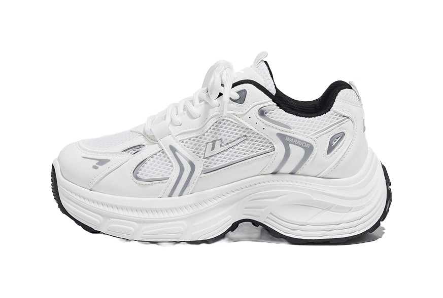 Warrior Cushioning And Breathable Low Top Chunky Sneakers Unisex White Dark Blue  vjsneaker.com