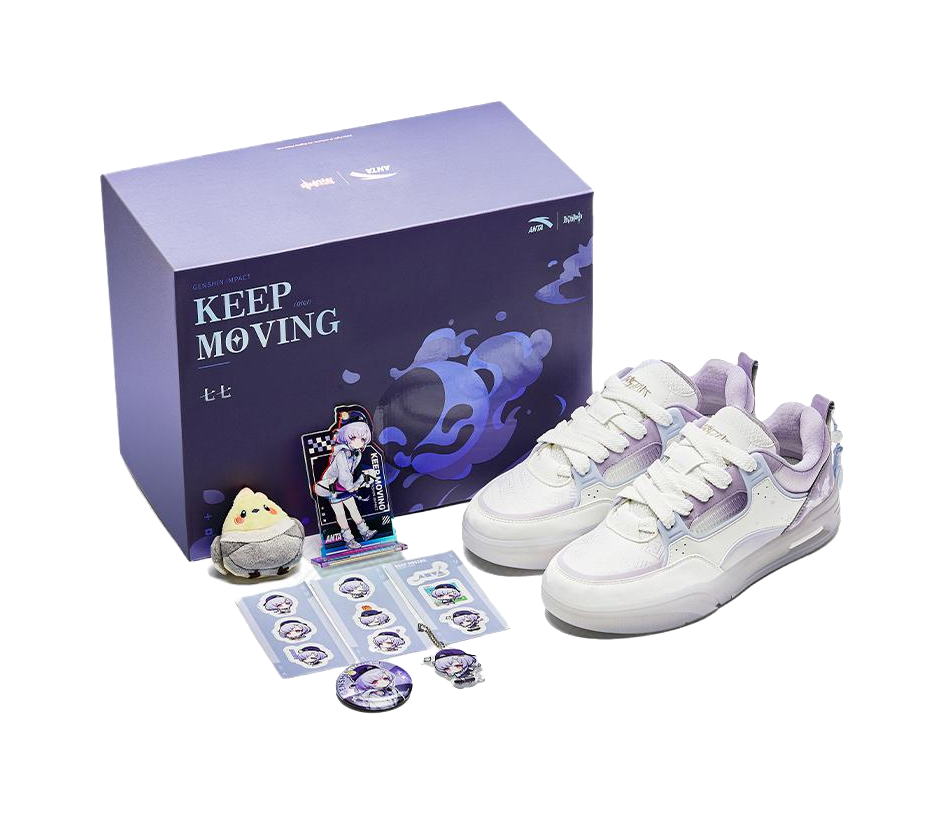 ANTA x Genshin Impact "Qiqi" 122518040X-1 - Low-Top Skate Shoes Women Papyrus White Poplar Catkin Purple