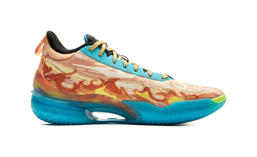 LiNing Knife 5 Slip Resistant Coverage Lightweight Rebound Performance Basketball Shoes Mens Orange Blue  VJSNEAKER