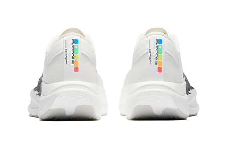 Women’s low-top running shoes, rear view with white heel and colorful Zone 2 graphic