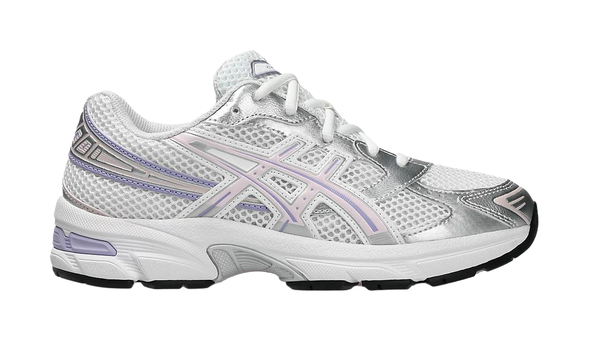 ASICS Gel 1130 Synthetic Leather Cushioning Support Low top Kids Running Shoes White Silver Teenagers  vjsneaker.com