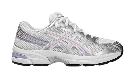 ASICS Gel 1130 Synthetic Leather Cushioning Support Low top Kids Running Shoes White Silver Teenagers  vjsneaker.com