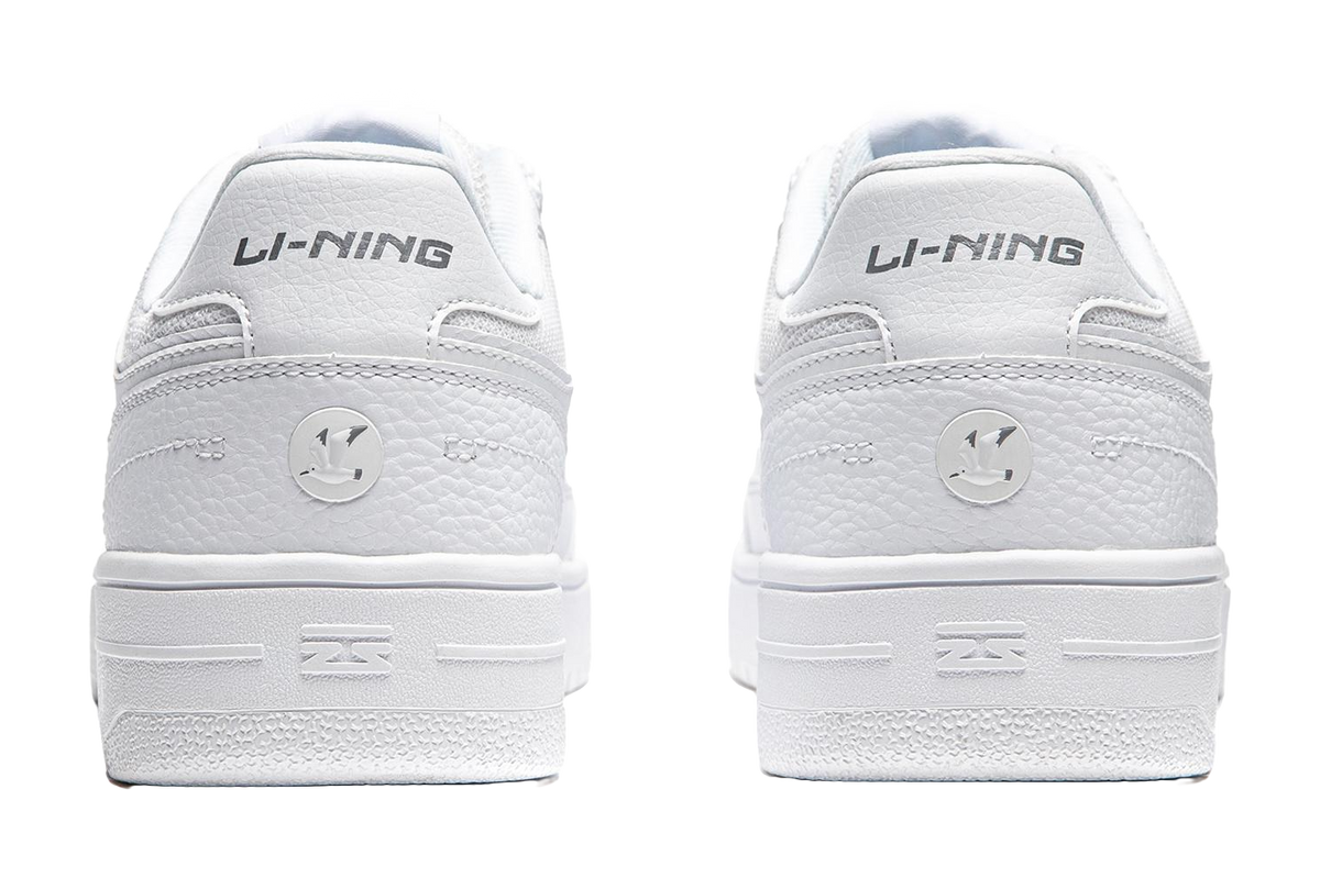 Li Ning Tianji Slip Resistant, Abrasion Resistant, Height Increasing Low top Skateboard Shoes Womens Standard White  VJSNEAKER