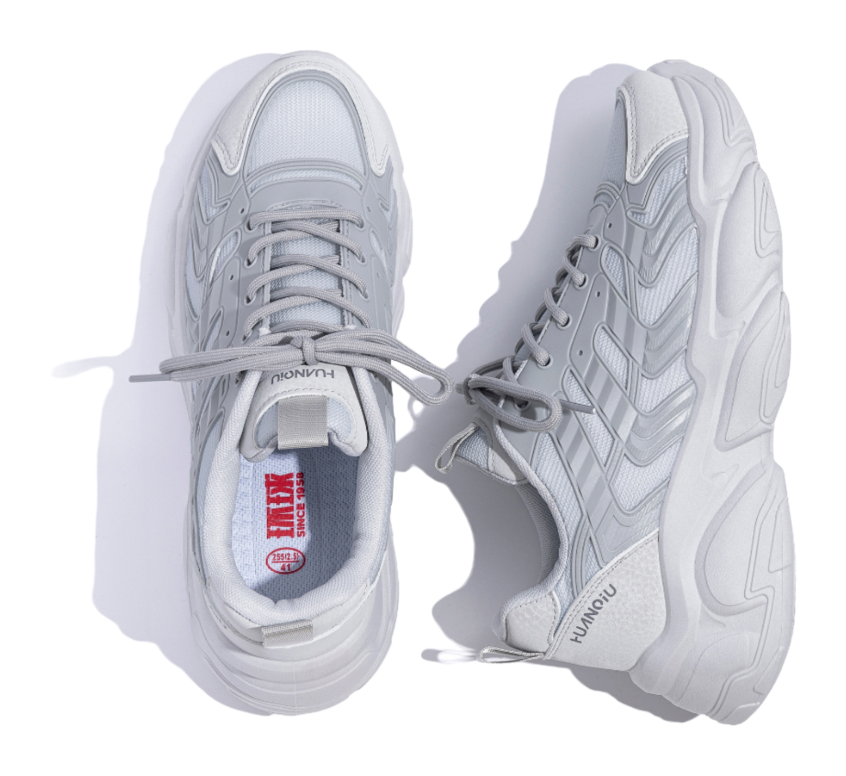 HUANQIU Slip Resistant Coverage, Lightweight, Height Increasing Low top Chunky Sneakers Mens Black  vjsneaker.com