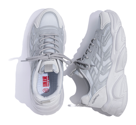 HUANQIU Slip Resistant Coverage, Lightweight, Height Increasing Low top Chunky Sneakers Mens Black  vjsneaker.com