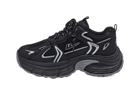 Warrior Low top Chunky Sneakers Womens Silver Gray Black  vjsneaker.com