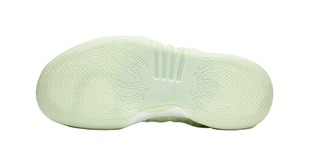Low basketball shoe outsole, light green with molded tread pattern