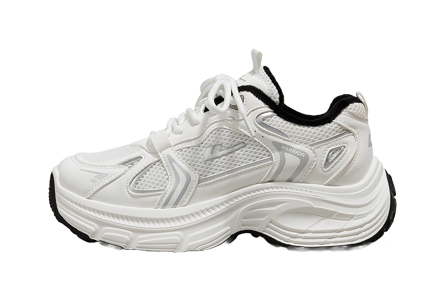 Warrior Low top Chunky Sneakers Womens Silver Gray Black  vjsneaker.com