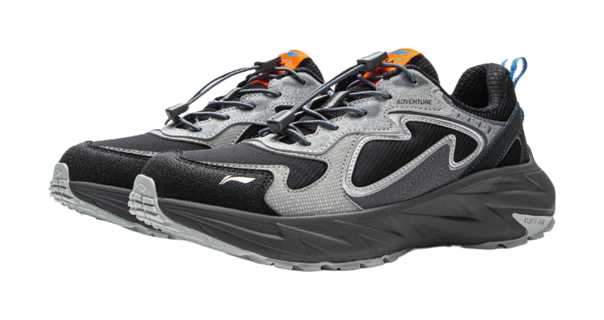 Li Ning Children's Outdoor Synthetic Leather Fashion, Leisure, Versatile, Simple Children's Outdoor Shoes Black and Grey Unisex  VJSNEAKER