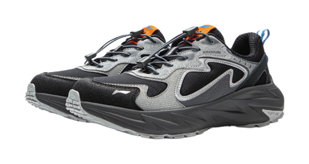 Li Ning Children's Outdoor Synthetic Leather Fashion, Leisure, Versatile, Simple Children's Outdoor Shoes Black and Grey Unisex  VJSNEAKER