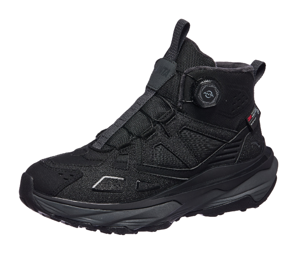 Anta Leap 2nd Generation Slip Resistant, Abrasion Resistant, Thermal High top Casual Shoes Mens Basic Black  VJSNEAKER