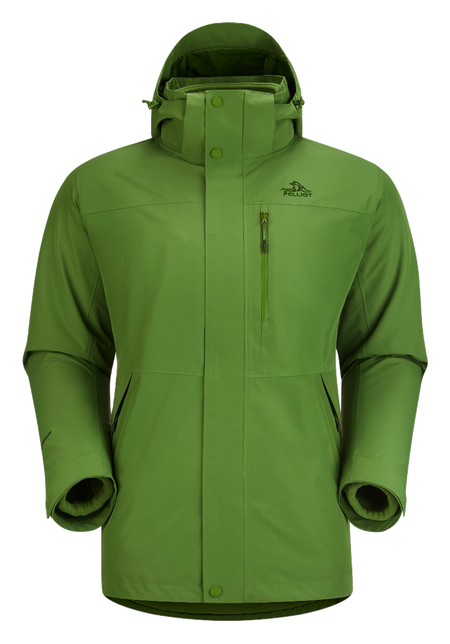 Men's PELLIOT windbreaker jacket, sage green with hood and front zip