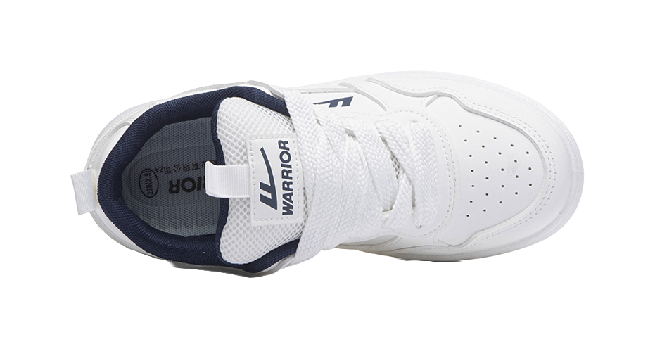 Warrior Slip Resistant Abrasion Resistant Low top Skateboard Shoes Unisex White Dark Blue 