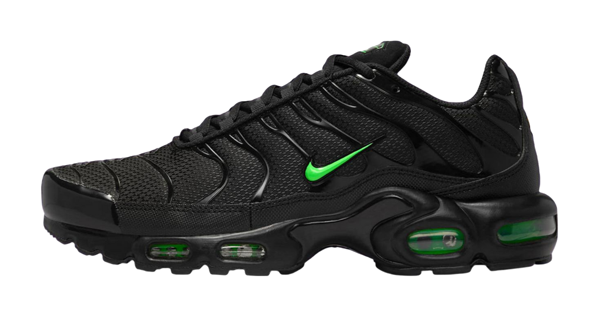 Nike Air Max Plus Abrasion Resistant Low top Training Casual Running Shoes Mens Black Green  vjsneaker.com