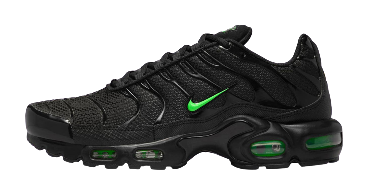 Nike Air Max Plus Abrasion Resistant Low top Training Casual Running Shoes Mens Black Green  vjsneaker.com