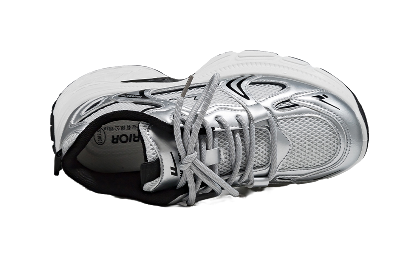 Warrior Low top Chunky Sneakers Womens Silver Gray Black  vjsneaker.com