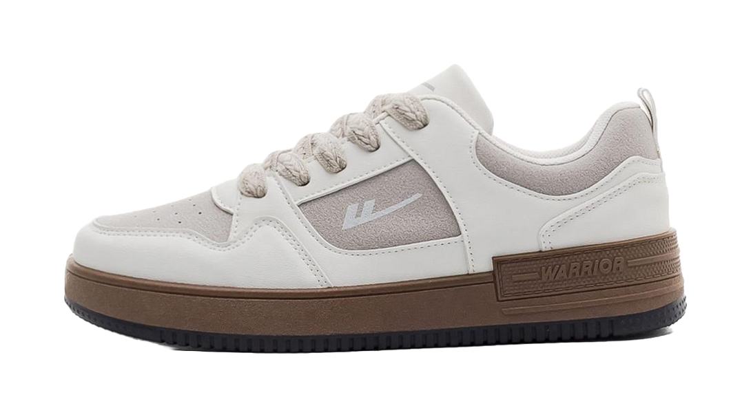 Warrior Slip Resistant, Abrasion Resistant, Lightweight, Breathable Low top Skateboard Shoes Unisex Beige Blue 