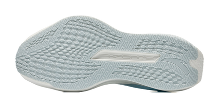 Light blue shoe outsole with textured tread pattern for grip