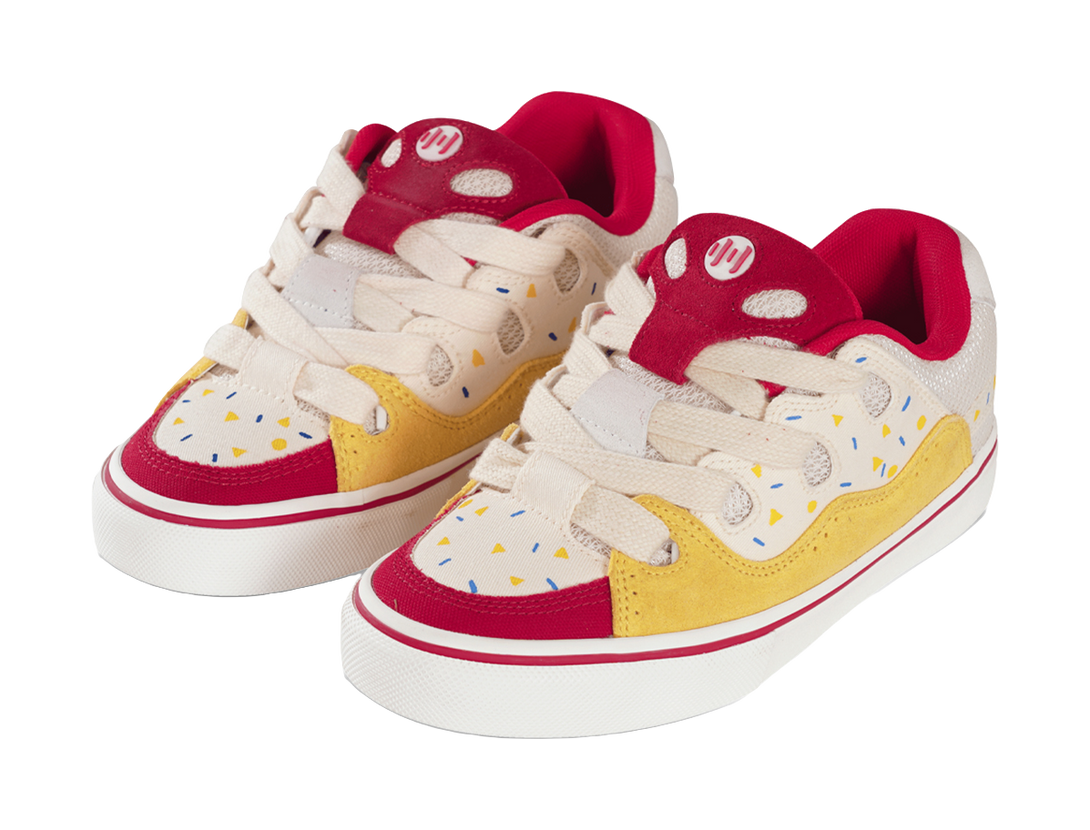 Ollieskate Slip Resistant, Abrasion Resistant, Lightweight Low top Skateboard Shoes Unisex Red Yellow 