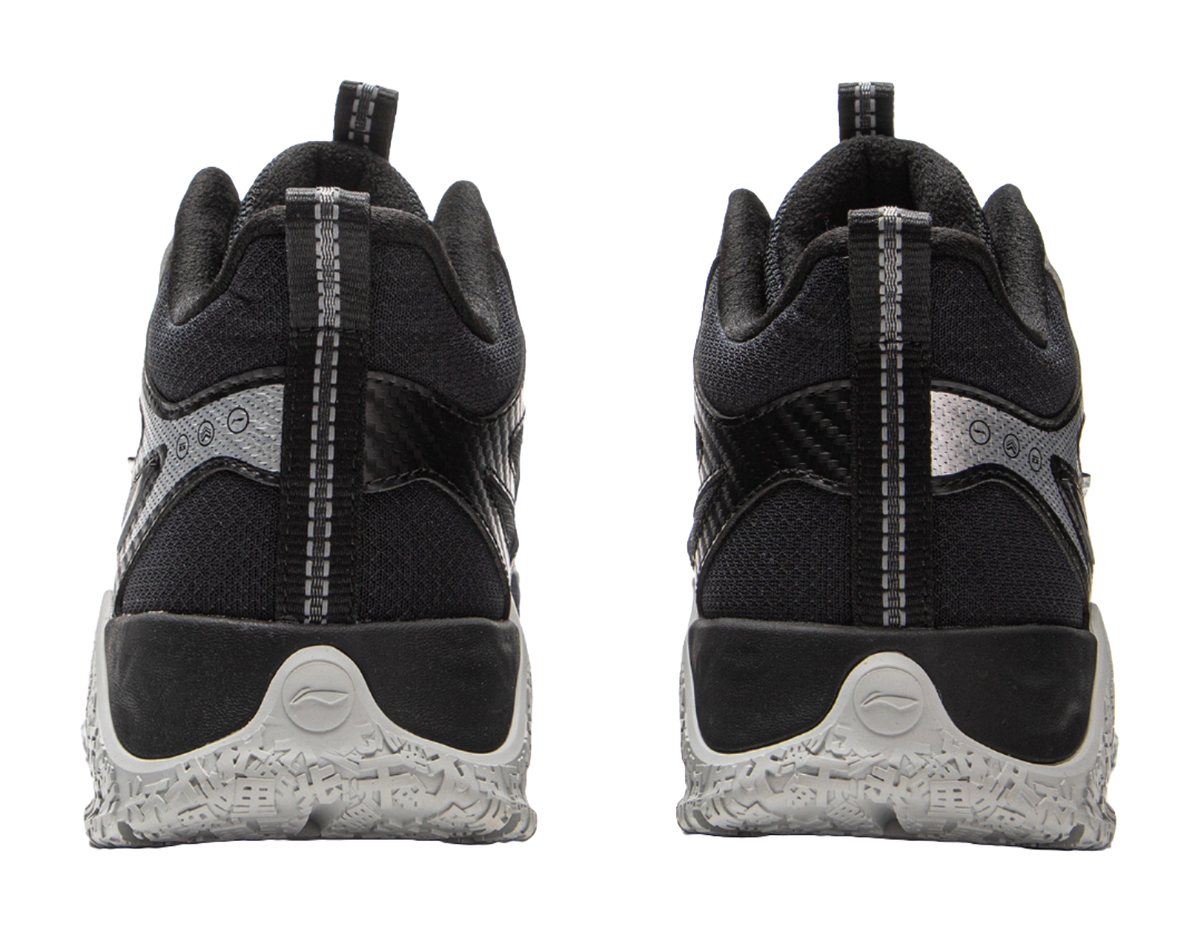 Li Ning Children's Peak Climbing 2 Reflective Comfortable Trendy Fashion Shock Absorbent Rebound Waterproof Support Mid Top Children's Outdoor Shoes Black Silver  VJSNEAKER