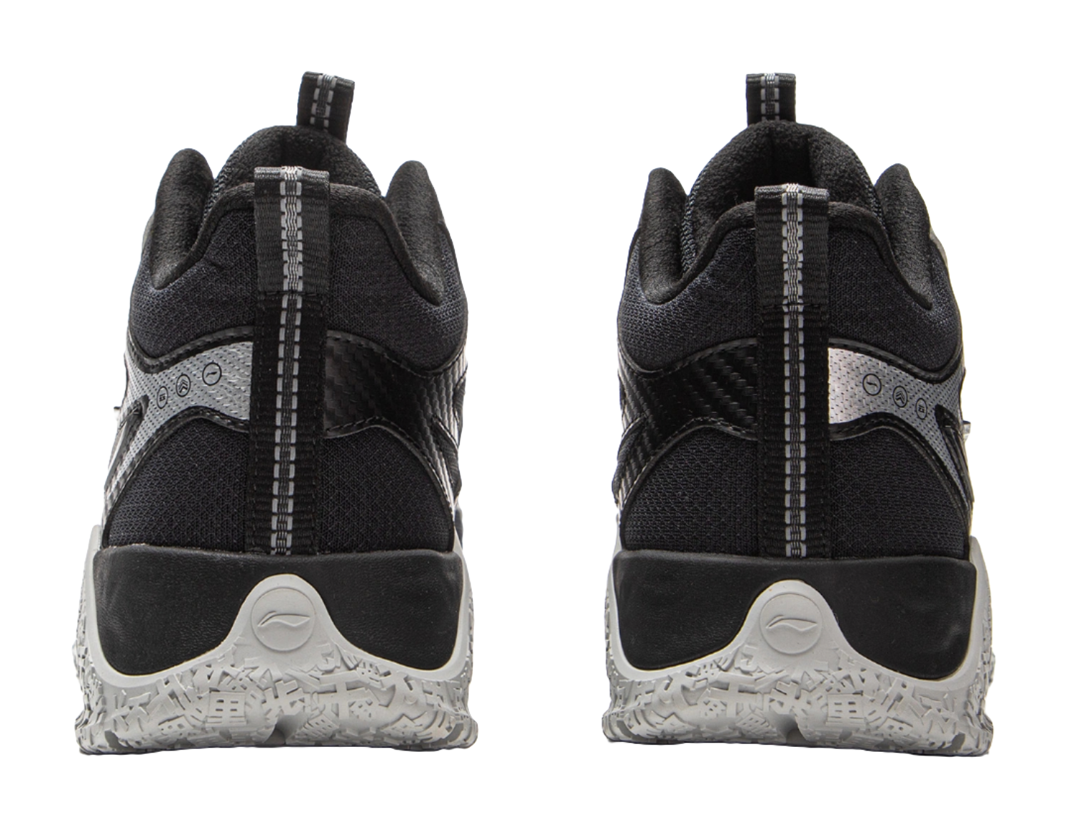 Li Ning Children's Peak Climbing 2 Reflective Comfortable Trendy Fashion Shock Absorbent Rebound Waterproof Support Mid Top Children's Outdoor Shoes Black Silver  VJSNEAKER