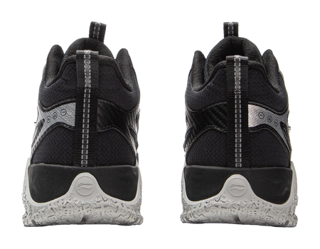 Li Ning Children's Peak Climbing 2 Reflective Comfortable Trendy Fashion Shock Absorbent Rebound Waterproof Support Mid Top Children's Outdoor Shoes Black Silver  VJSNEAKER