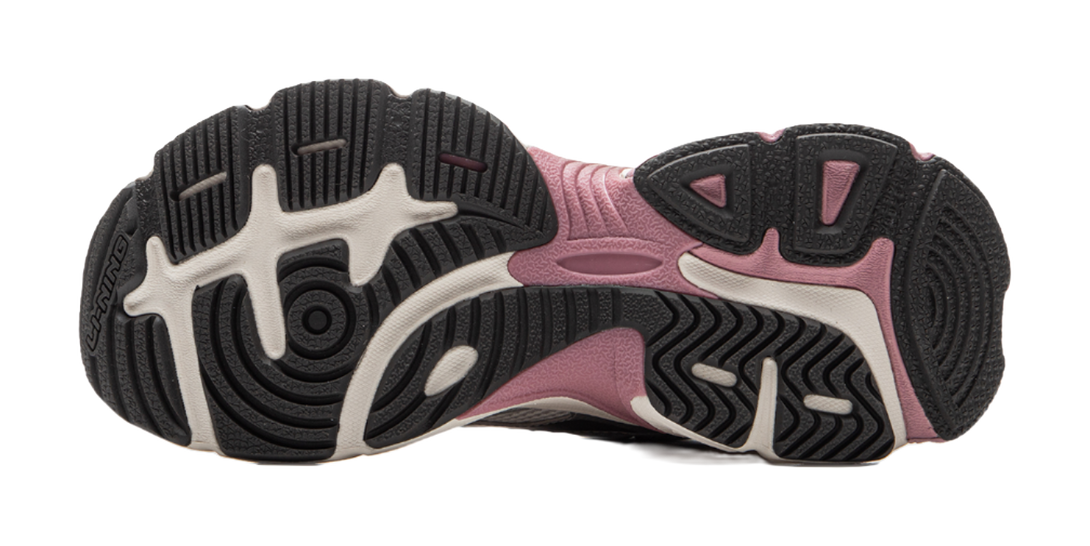 LiNing Star Cushioning Abrasion Resistant Breathable Low top Chunky Sneakers Women's Silver White Purple 