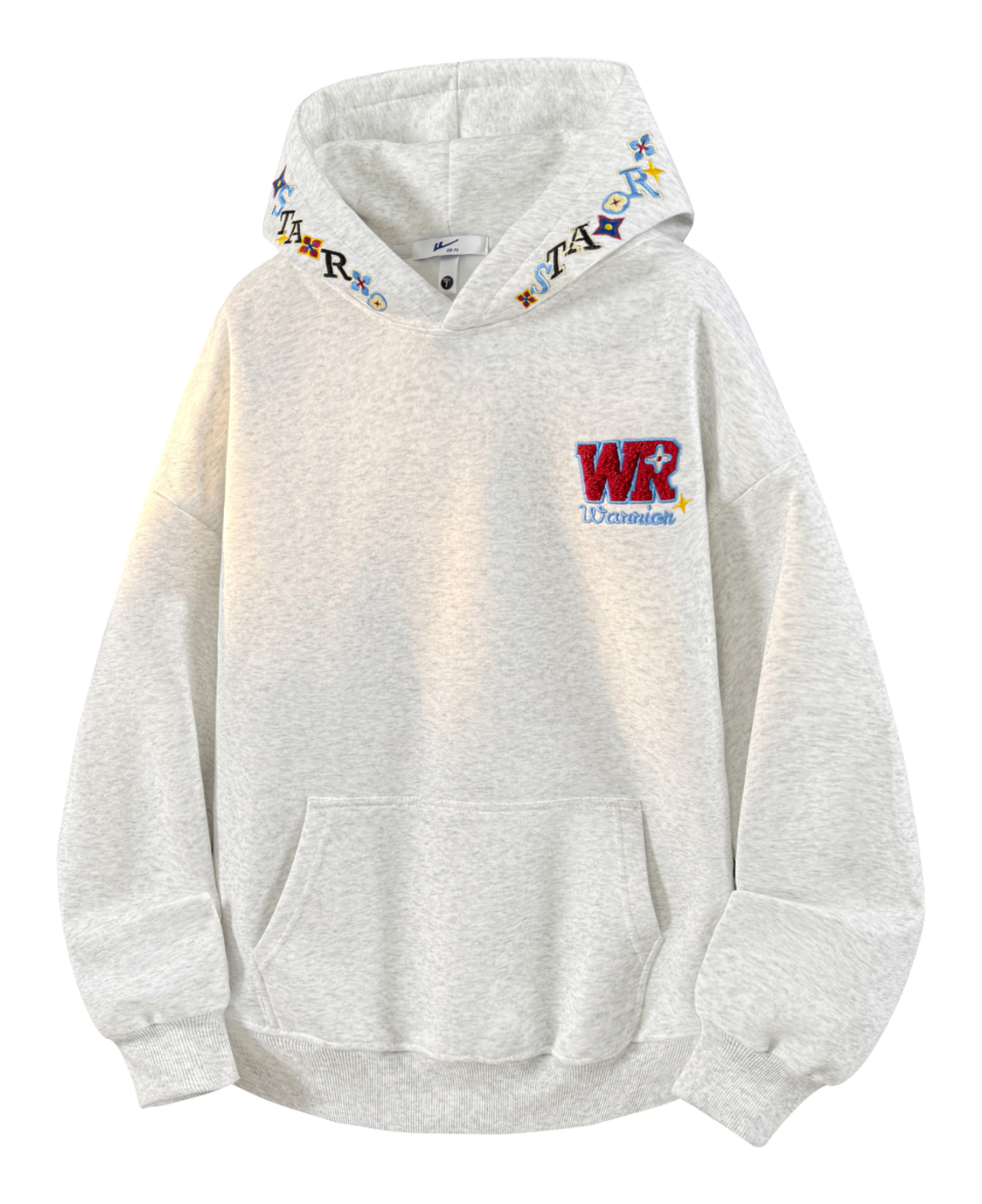 Warrior Warrior American Basic Retro Fun Embroidered Letter Logo Loose Casual Trend Versatile Windproof College Style Sports Couple Hooded Long Sleeve Thick Velvet Hoodie for Men and Women  vjsneaker.com