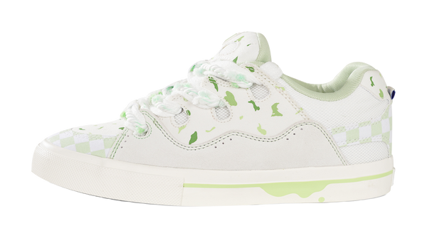 Ollieskate Wear resistant And Lightweight Low Top Skateboard Shoes Unisex White Green 