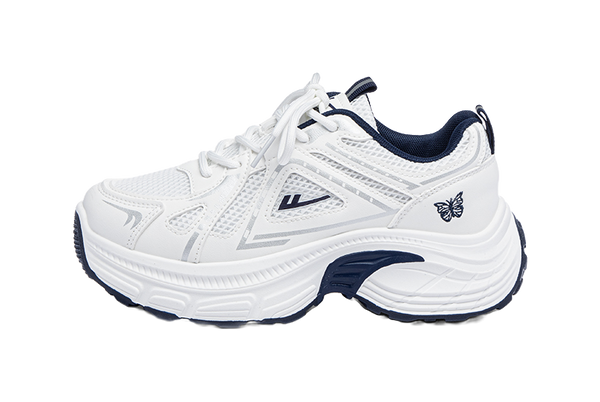 Warrior Anti Slip Wear Resistant Low Top Casual Running Shoes Women's White Dark Blue 