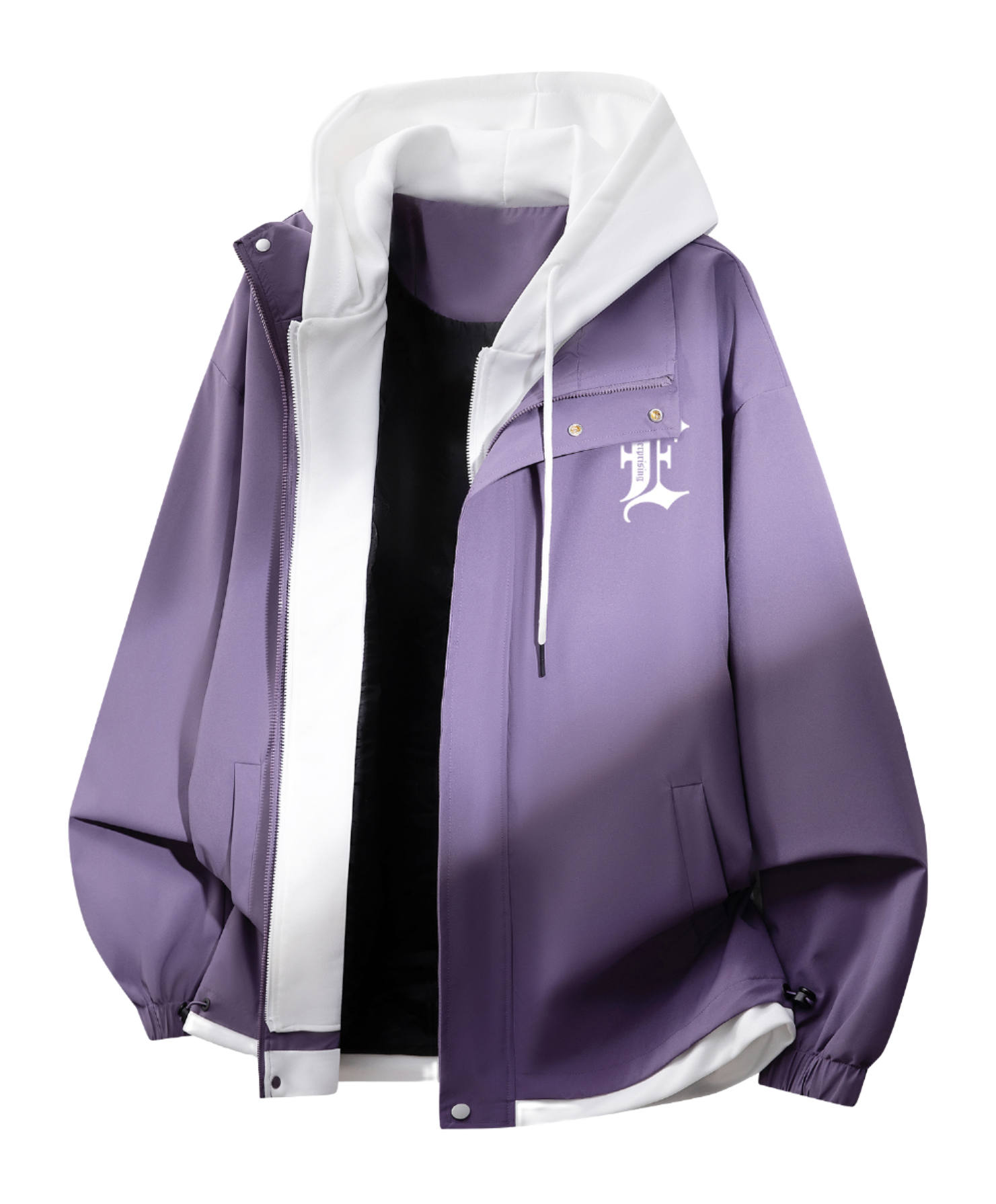 Warrior retro American solid color fake two-piece splicing contrasting loose and versatile hooded pilot with thick cotton lining, graphene heat storage insulation, warm work clothes, cotton jacket jacket, unisex  VJSNEAKER