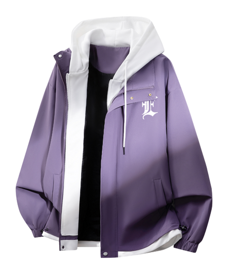 Warrior retro American solid color fake two-piece splicing contrasting loose and versatile hooded pilot with thick cotton lining, graphene heat storage insulation, warm work clothes, cotton jacket jacket, unisex  VJSNEAKER